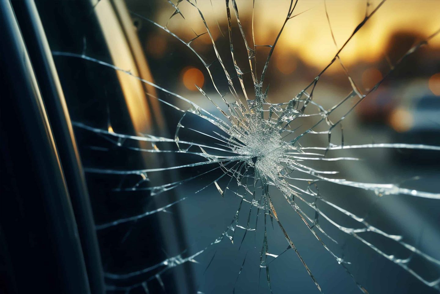 Cracked car window before repair