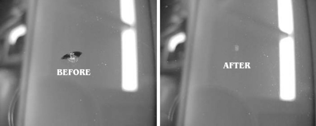 Before and after auto glass repair comparison